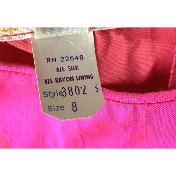 Andrade Honolulu Womens Hawaiian Dress Sz 8 Pink Checkered Silk Rayon Lined Vtg - Picture 8 of 8